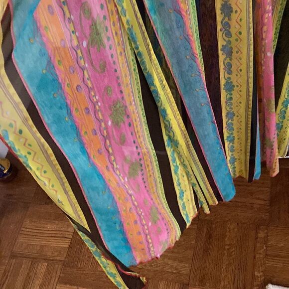 Piluca Bayarri Ibiza Multicolor Sheer Coverup Dress,Long Sleeves & side Slits. - Picture 5 of 8